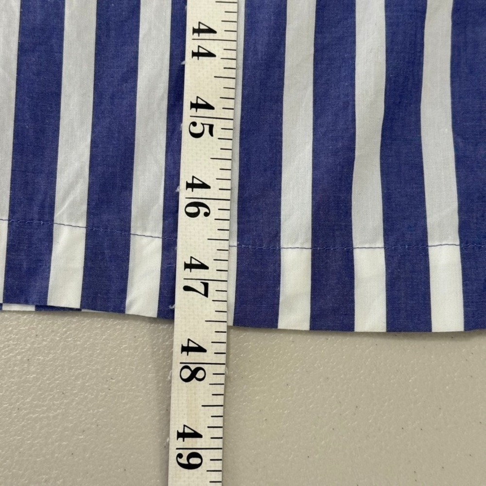 J.Crew Striped Blue White Midi Dress Cotton Poplin V-Neck Short Sleeve Size M - Picture 11 of 12